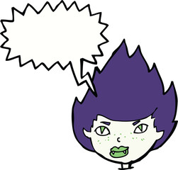cartoon vampire head with speech bubble