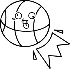 line drawing cartoon of a basketball
