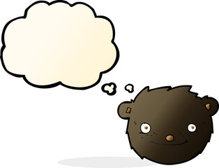 cartoon black bear head with thought bubble