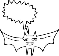 freehand drawn speech bubble cartoon halloween bat
