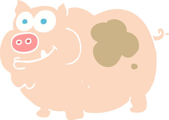 flat color illustration of pig