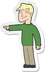 sticker of a cartoon man pointing
