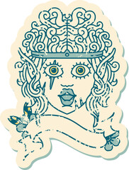 Retro Tattoo Style elf barbarian character face