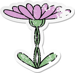 distressed sticker of a cute cartoon flower