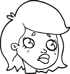 Obraz na płótnie Canvas line drawing cartoon sad girl