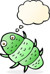 cartoon bug with thought bubble