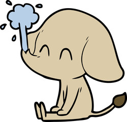 cute cartoon elephant spouting water