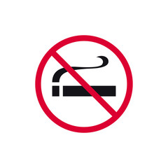 No smoking prohibited sign, no tobacco day forbidden modern round sticker, vector illustration.