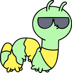 cartoon of a cute bug wearing sunglasses