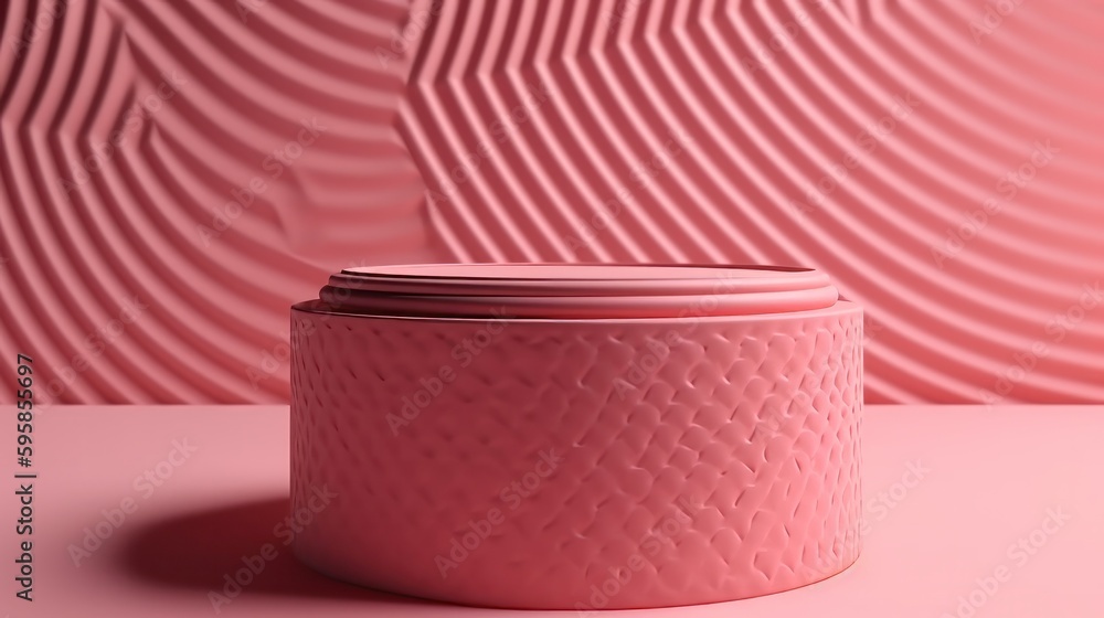 Poster 3d render of a podium scene, pink product showcase background, generative ai digital illustration. g