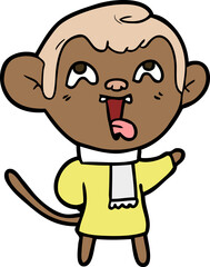 crazy cartoon monkey wearing scarf