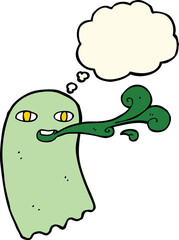funny cartoon ghost with thought bubble