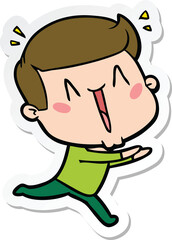 sticker of a cartoon excited man
