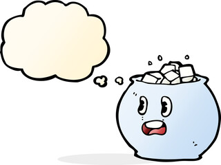 cartoon bowl of sugar with thought bubble