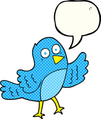 freehand drawn comic book speech bubble cartoon bird
