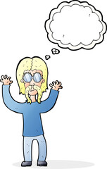 Fototapeta premium cartoon hippie man waving arms with thought bubble