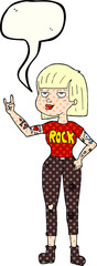 freehand drawn comic book speech bubble cartoon rock girl
