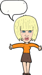 cartoon annoyed woman  with speech bubble