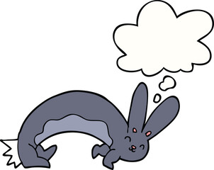 funny cartoon rabbit with thought bubble