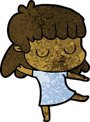 cartoon indifferent woman dancing