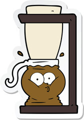 sticker of a cartoon filter coffee machine