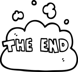 line drawing cartoon the end font