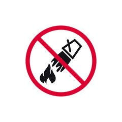 No fire extinction with water prohibited sign, forbidden modern round sticker, vector illustration.