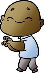 cartoon happy bald man