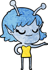 smiling alien girl cartoon
