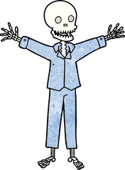 cartoon skeleton wearing pajamas