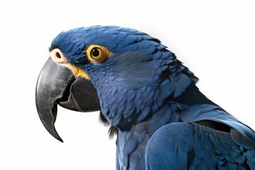 Obraz premium hyacinth macaw bird isolated on white background generative ai.