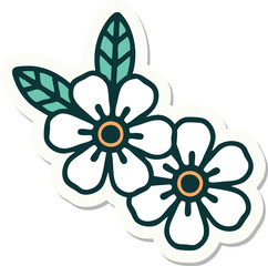 sticker of tattoo in traditional style of flowers