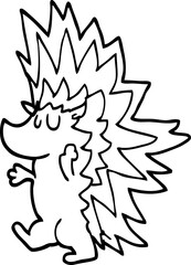 line drawing cartoon spiky hedgehog