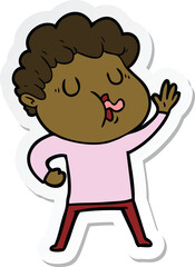 sticker of a cartoon man singing