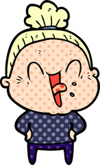 cartoon happy old woman