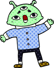 cartoon doodle alien space man