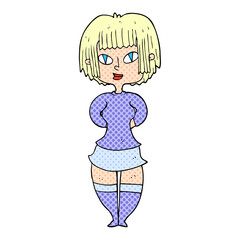 freehand drawn cartoon happy woman