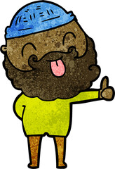 man with beard sticking out tongue