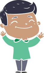 happy flat color style cartoon man