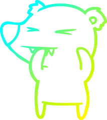 cold gradient line drawing of a angry bear cartoon