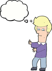 cartoon man gesturing wildly with thought bubble