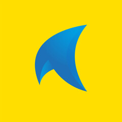 Arrow for logo or icon, pointer on yellow background