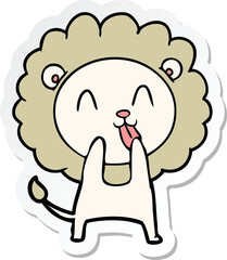 sticker of a happy cartoon lion