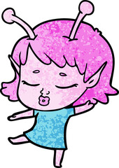cute alien girl cartoon