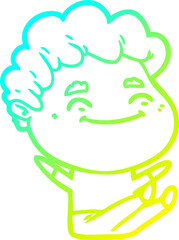cold gradient line drawing of a cartoon friendly man