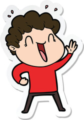 sticker of a cartoon happy man