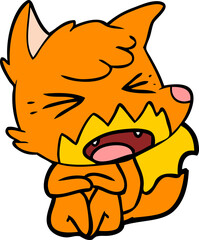 angry cartoon fox sitting on floor