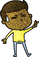 cartoon man sweating