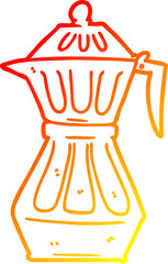 warm gradient line drawing of a cartoon espresso pot