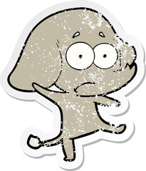 distressed sticker of a cartoon unsure elephant